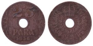 YUGOSLAVIA 25 para 1938 VF-
