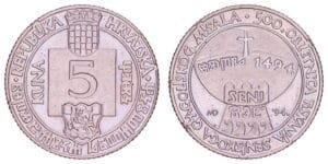 CROATIA 5 kuna 1994 / Senj Glagolitic Missal / XF+