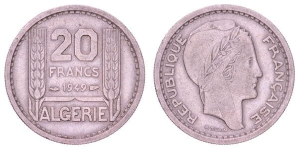 ALGERIA 20 francs 1949 VF