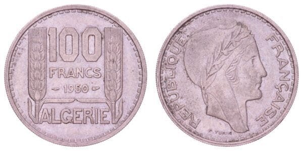 ALGERIA 100 francs 1950 VF+