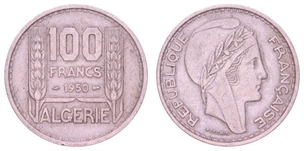 ALGERIA 100 francs 1950 VF
