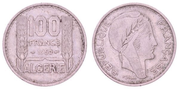ALGERIA 100 francs 1950 VF
