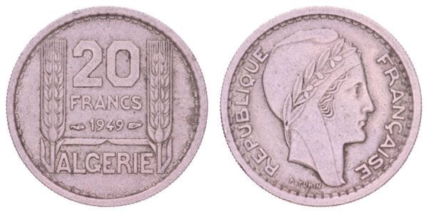 ALGERIA 20 francs 1949 VF