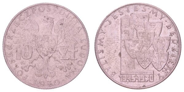 POLAND 10 zlotych 1970 / 25th Anniversary of Provincial Annexations / VF