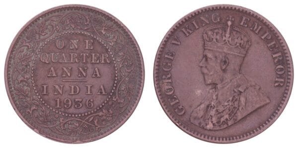 INDIA 1/4 anna 1936 / British / VF
