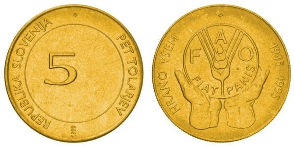 SLOVENIA 5 tolarjev 1995 / FAO / UNC