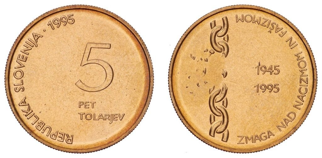 SLOVENIA 5 tolarjev 1995 / 50th Anniversary of the Victory over Nazism and Fascism / UNC