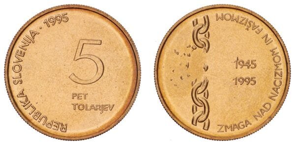 SLOVENIA 5 tolarjev 1995 / 50th Anniversary of the Victory over Nazism and Fascism / UNC