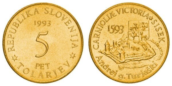SLOVENIA 5 tolarjev 1993 / 400th Anniversary of the Battle of Sisak / UNC