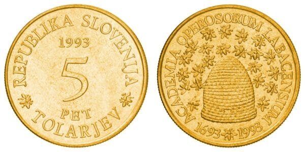 SLOVENIA 5 tolarjev 1993 / 300th Anniversary of Academia Operosorum Labacensium / UNC