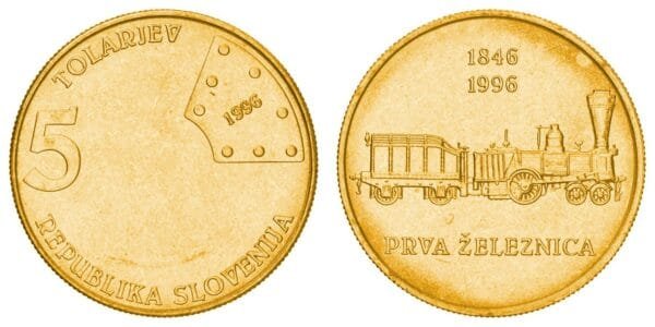SLOVENIA 5 tolarjev 1996 / 150 Years of the Frst Railway in Slovenia / UNC