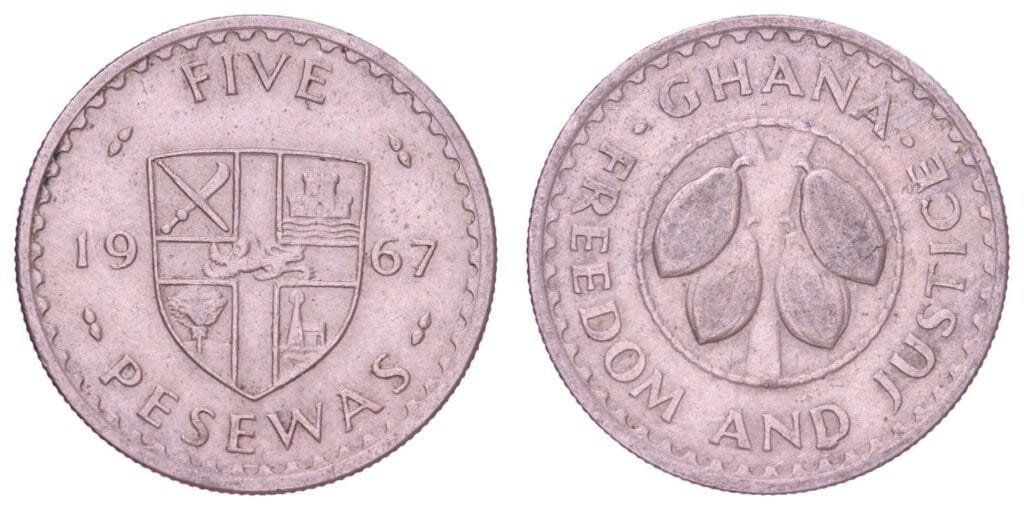 GANA 5 pesewa 1967 VF
