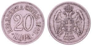 SERBIA 20 para 1912 VF