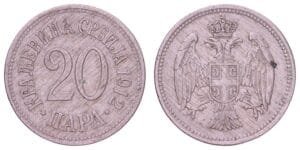 SERBIA 20 para 1912 VF