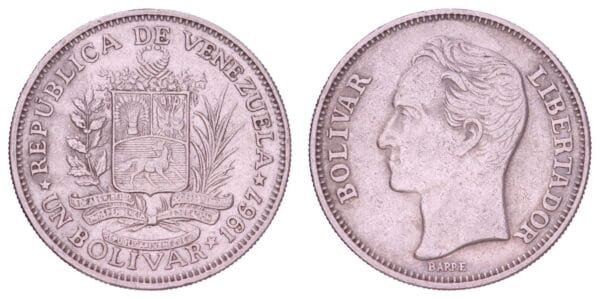 VENEZUELA 1 bolivar 1967 VF
