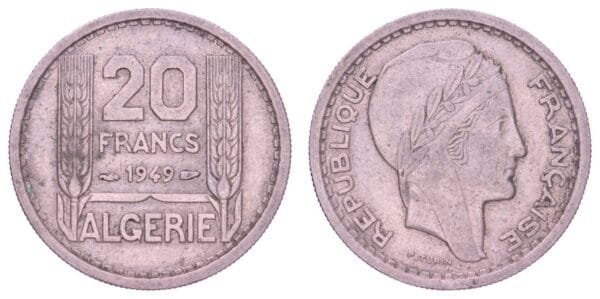 ALGERIA 20 francs 1949 VF