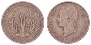 FRENCH WEST AFRICA 5 francs 1956 VF