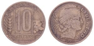 ARGENTINA 10 centavos 1948 VF