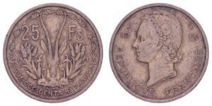 FRENCH WEST AFRICA 25 francs 1956 VF