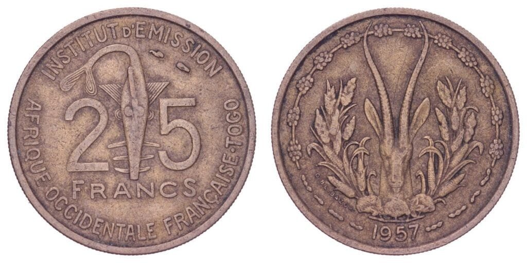 FRANCUSKA ZAPADNA AFRIKA 25 franaka 1957 VF