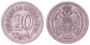 SERBIA 20 para 1912 VF-