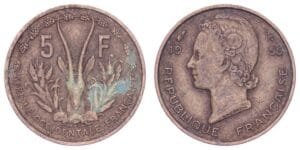 FRENCH WEST AFRICA 5 francs 1956 VF-