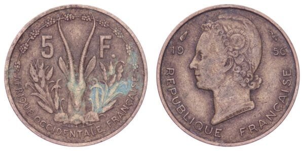FRENCH WEST AFRICA 5 francs 1956 VF-