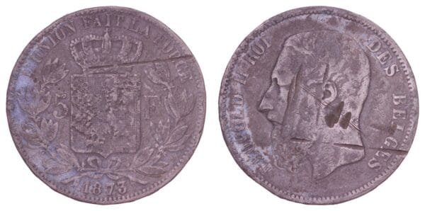 BELGIUM 5 francs 1873 / Vintage Forgery / F