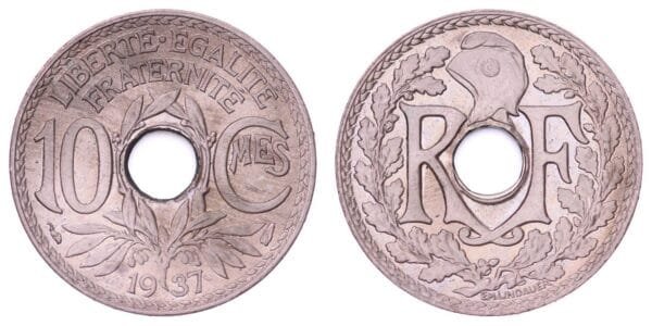 FRANCE 10 centimes 1937 UNC-