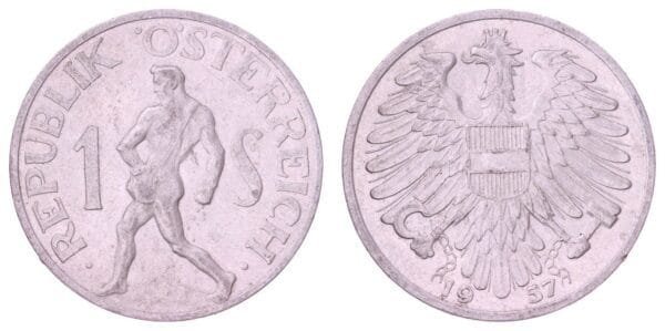 AUSTRIA 1 schilling 1957 VF+