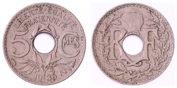 FRANCE 5 centimes 1936 VF