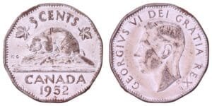 CANADA 5 cents 1952 VF