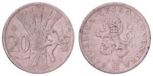 CZECHOSLOVAKIA 20 haleru 1921 VF