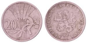CZECHOSLOVAKIA 20 haleru 1921 VF