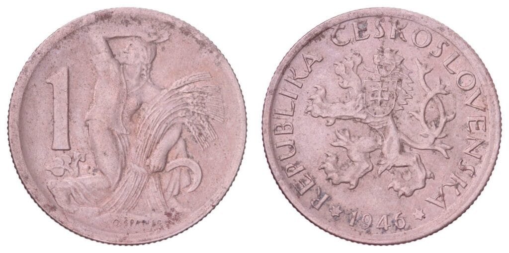 CZECHOSLOVAKIA 1 koruna 1946 VF