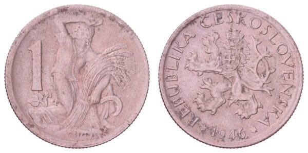CZECHOSLOVAKIA 1 koruna 1946 VF