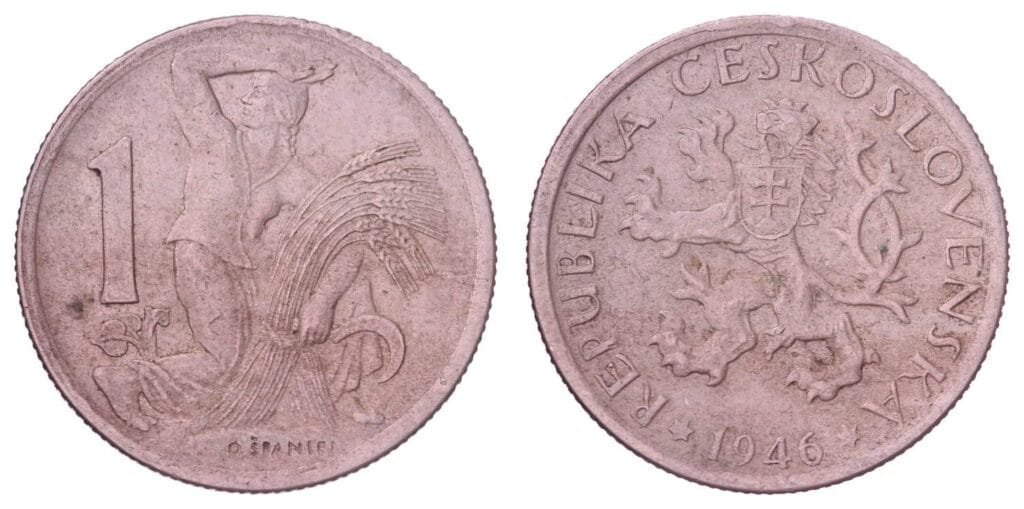 CZECHOSLOVAKIA 1 koruna 1946 VF