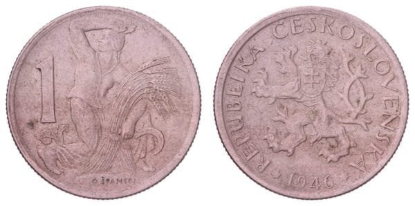 CZECHOSLOVAKIA 1 koruna 1946 VF