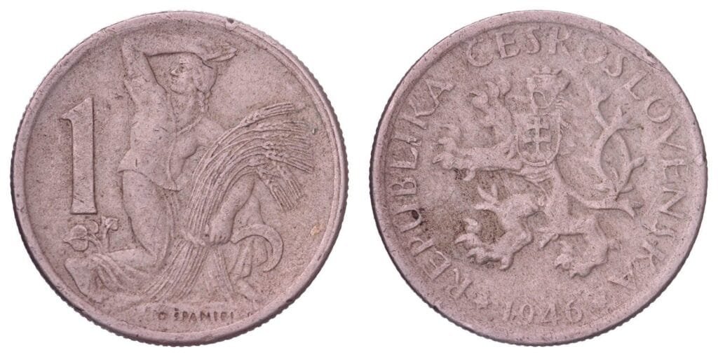 CZECHOSLOVAKIA 1 koruna 1946 VF