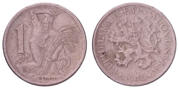 CZECHOSLOVAKIA 1 koruna 1946 VF
