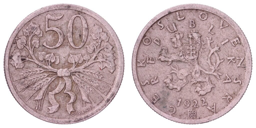 CZECHOSLOVAKIA 50 haleru 1922 VF