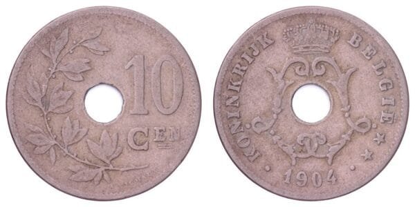 BELGIUM 10 centimes 1904 / Dutch text / VF