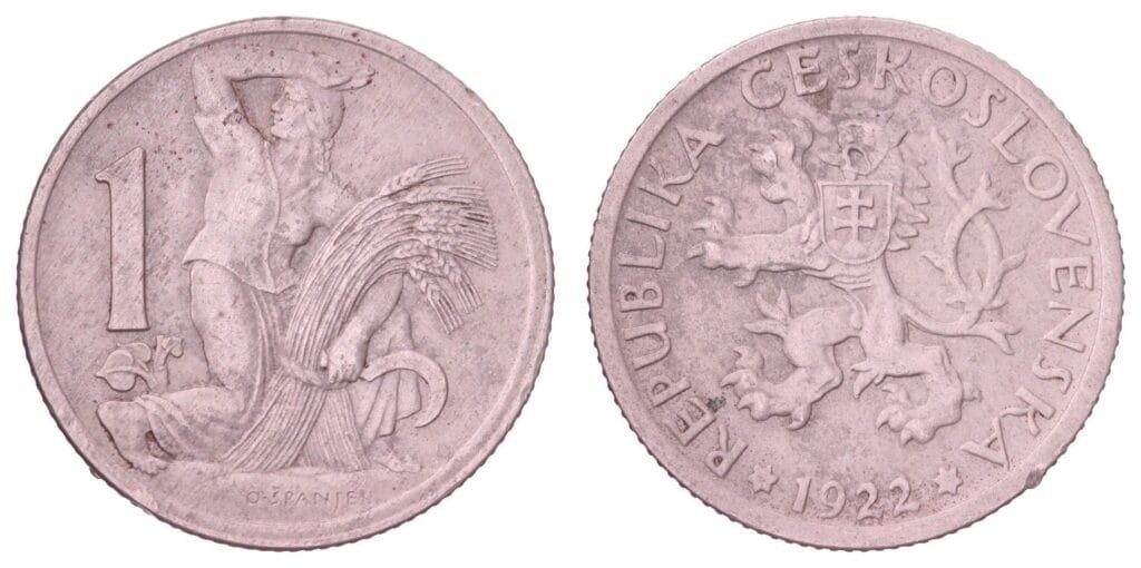 CZECHOSLOVAKIA 1 koruna 1922 VF