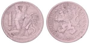 CZECHOSLOVAKIA 1 koruna 1922 VF