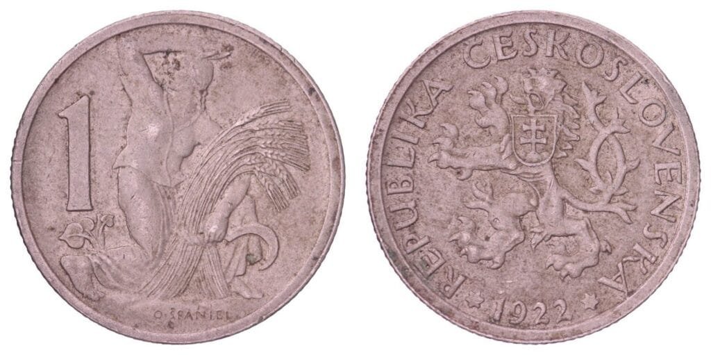 CZECHOSLOVAKIA 1 koruna 1922 VF