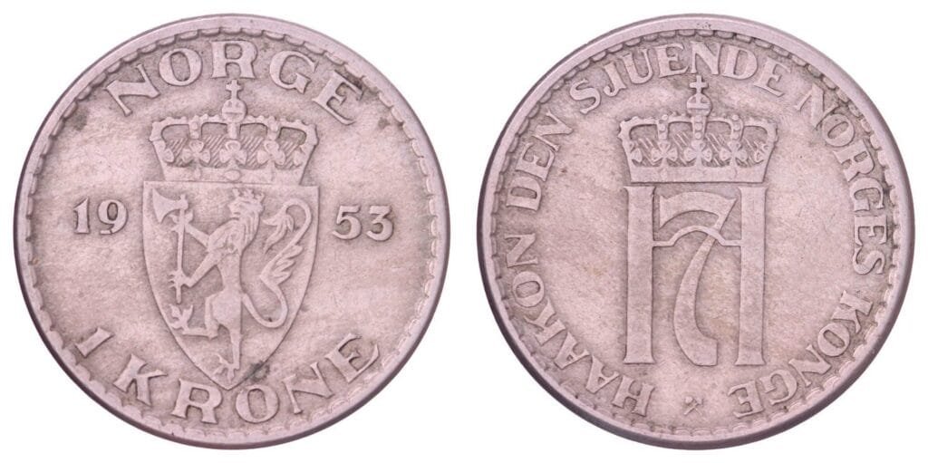 NORWAY 1 krone 1953 VF