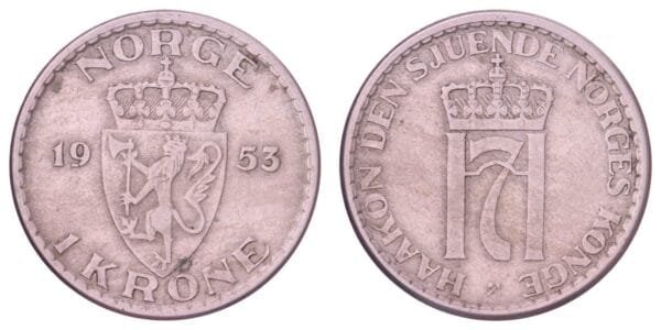 NORWAY 1 krone 1953 VF