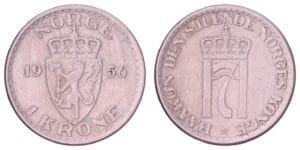 NORWAY 1 krone 1956 VF