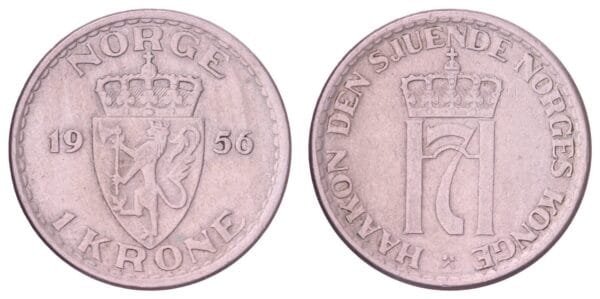 NORWAY 1 krone 1956 VF