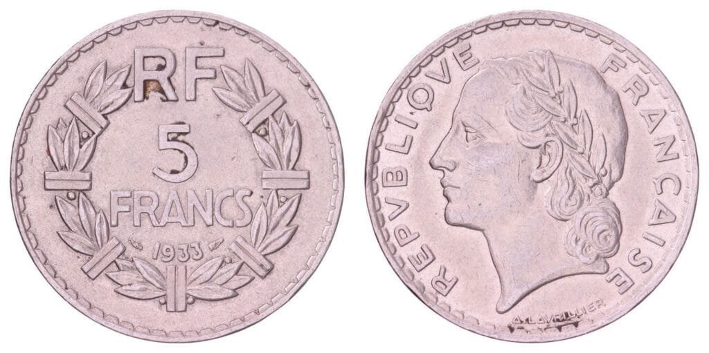 FRANCE 5 francs 1933 VF